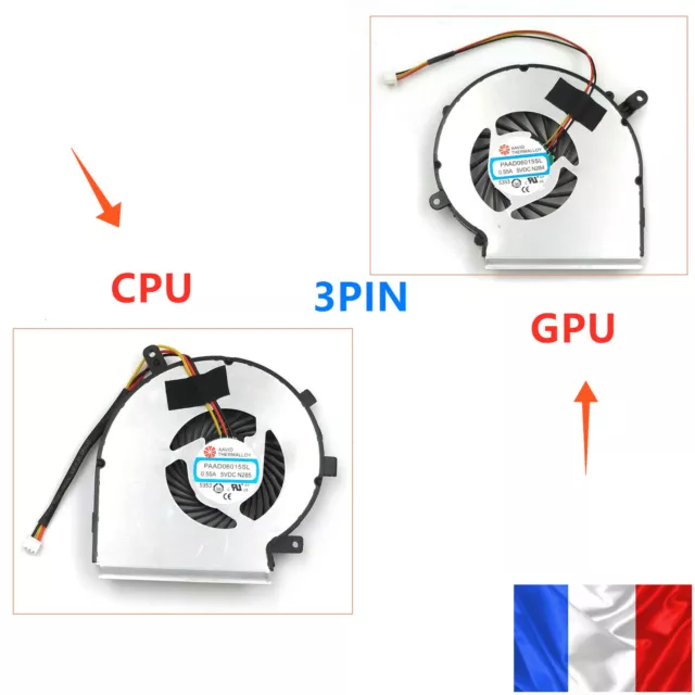 Ventilateur de CPU / GPU Fan Pour MSI GE62 GL62 GP62 Series 3PIN