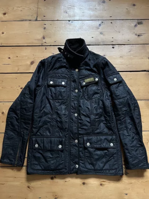 Barbour International Polarquilt Quilted Belted Jacket Womans UK Size 8 Black