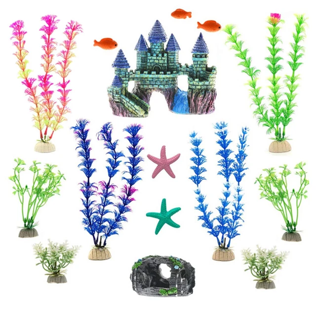 15 piezas Plantas de acuario Decoración submarina Tanque de peces Plantas artificiales