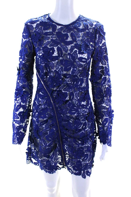 SELF PORTRAIT WOMENS 3D Lily Lace Mini Long Sleeve Sheath Dress