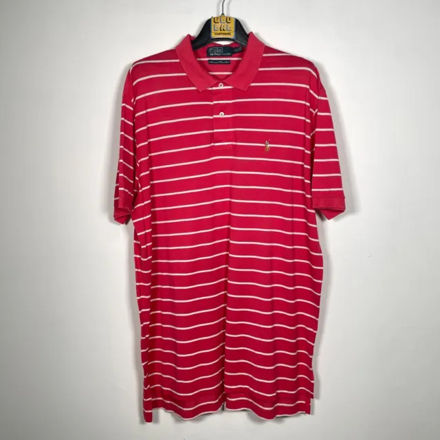 Polo Ralph Lauren Vintage a Righe in Cotone Pima da Uomo Manica Corta Taglia XL