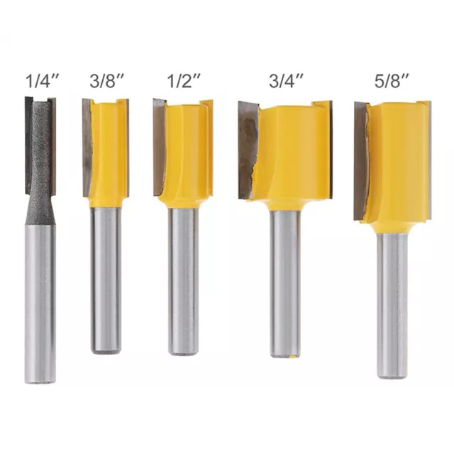 5Pc Straight Dado Router Bits Set 1/4 Inch Shank Trimming Cutter For Woodworking