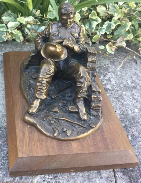 Stunning Large Cold Cast Bronze  Figure ~ Fireman At Rest Signed A Miller