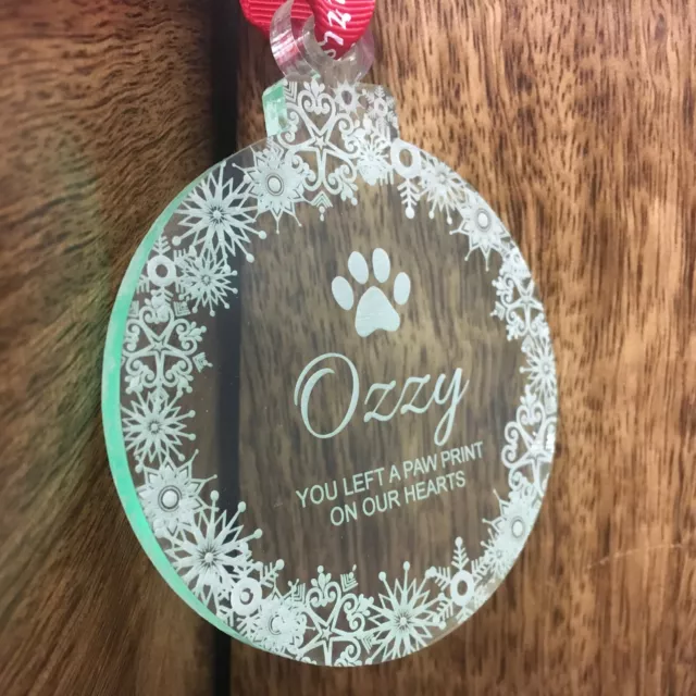 Personalised Pet Memorial Glass Effect Acrylic Christmas Tree Bauble Decoration