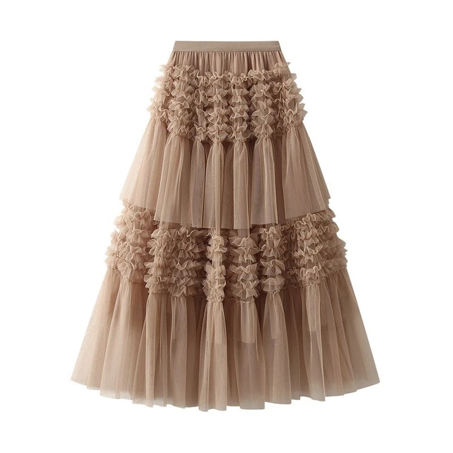 Jupe Midi Femme - Motif Papillon Brodé - Taille Élastique - Style Swing Fairy - En Maille Polyester - Noir