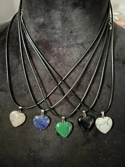 Quartz Heart Pendant Necklace Gemstone Natural Stone Crystal Chakra Healing