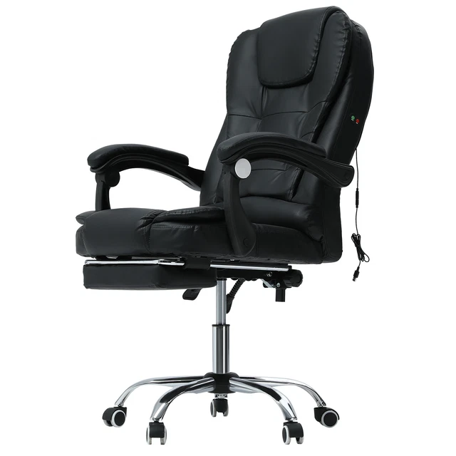 ELECWISH Massage Gaming Stuhl Schreibtischstuhl Drehstuhl Chefsessel Bürostuhl - Schwarz (DE-OC112