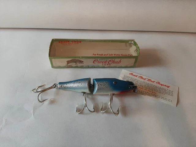 Vintge Creek Chub Jointed Striper Pikie Blue Silver Flash 6834 Wood Fishing Lure Vintge Creek Chub Jointed Striper Pikie Blue Silver Flash 6834 Wood Fishing Lure