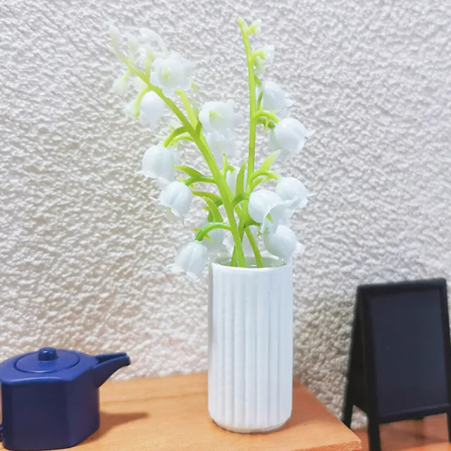 2pcs Doll House Simulated Miniature Bonsai Pots Vase Fake Potted Plants Home