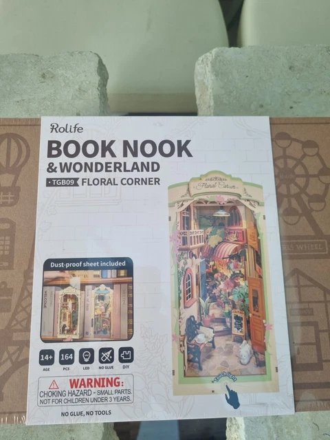 thumbnail image 2 of Rolife Silent Corner Study DIY Book Nook Kit – Miniature Bookshelf Insert, 1:12 Scale, LED Lights, Dollhouse Room For Adults & Teens 12+ 2 of 4