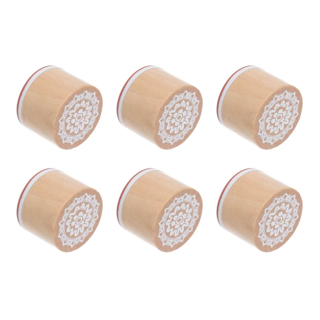 12 Pcs Decorative Stamp Reindeer Square Block Diary Scrapbook Wood Round Seal