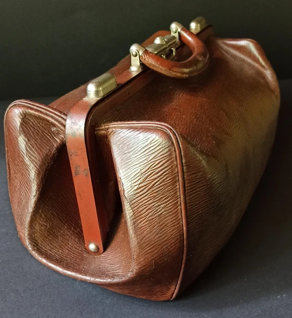 Antik Leder Arztkoffer Hebammentasche Doctors Bag Vintage Arzttasche Weekender
