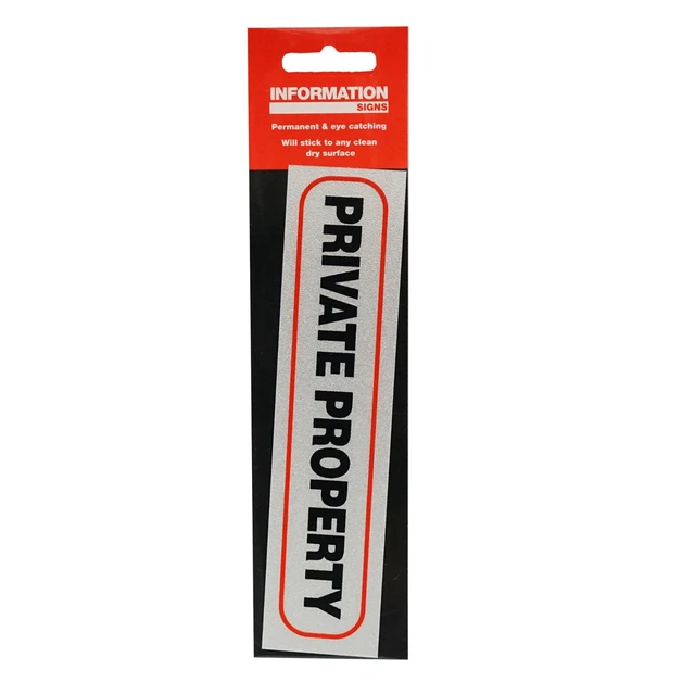 Private Property Plastic Sign Sticker Self Adhesive stick on window or door