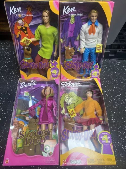 RARE Scooby Doo BARBIE Ken Skipper Doll Daphne Shaggy Velma Fred Set 4 NIB