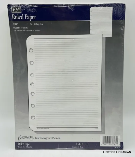 AT A GLANCE Organizer Ruled Refill Sheets 50 ct (F34-10) 8 1/2 x 11