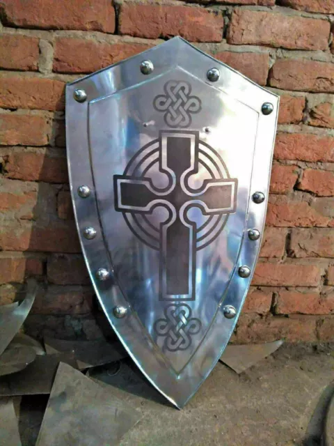 Medieval Knight Templar Crusader Metal Shield Armour Battle Ready Larp Sca Gift