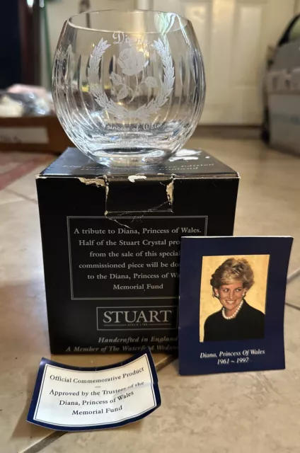 Diana Princess of Wales Stuart Crystal Commemorative Vase Bowl Votive Holder New