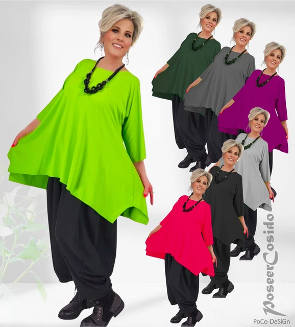 PoCo Lagenlook Tunika Schwarz – Long-Shirt In Übergrößen L Bis XXXL (44-58), Aus Viskose/Elasthan