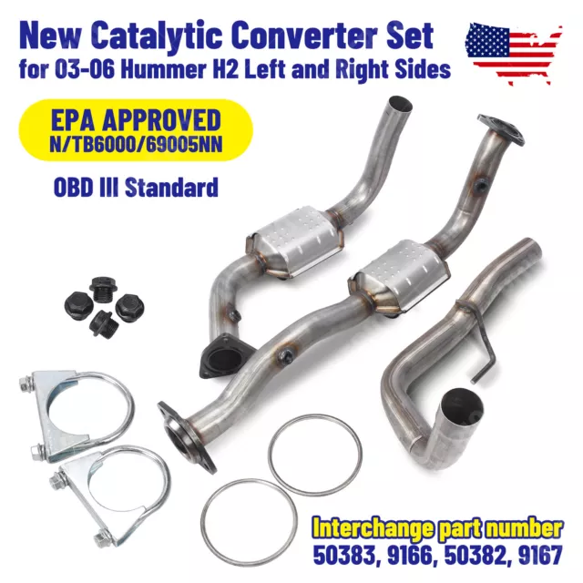 New Catalytic Converter Set for 03-06 Hummer H2 Left and Right Sides US FAST