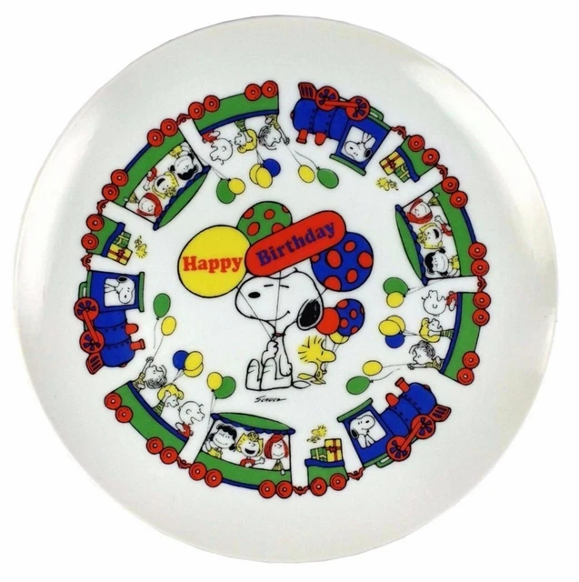 PEANUTS TRAIN HAPPY Birthday Plate Charlie Brown Snoopy Lucy Linus 1978