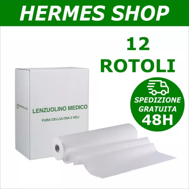 12 ROTOLI CARTA Lettino Lenzuolino Medico H 60 cm 2 veli estetista spa  rotolo EUR 74,99 - PicClick IT