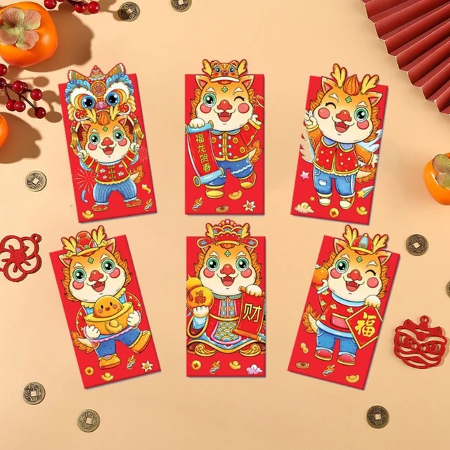 6pcs/set Decorative Dragon Year Hongbao  Spring Festival