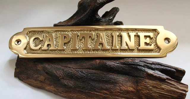 Maritimes Türschild / Messingschild "CAPITAINE" ca. 19 x 3,5 cm