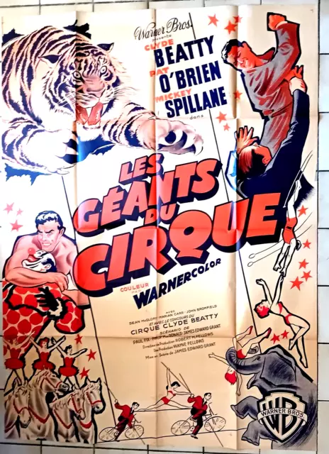 LES GEANTS DU CIRQUE-RING OF FEAR 1954 JAMES EDWARD GRANT rare affiche originale