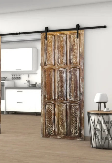 Vintage Limewash Carved Doors, Sliding Door, Artistic Barn Door, Rustic Carved