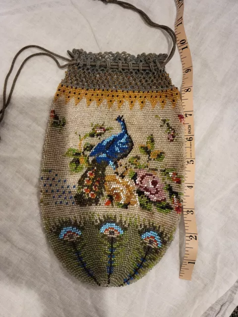 Antique Glass Beaded Handbag Purse