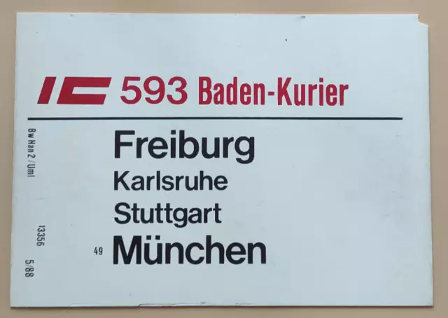 Zuglaufschild Deutsche Bahn - DB - Viele zur Auswahl aus Sammlung N07