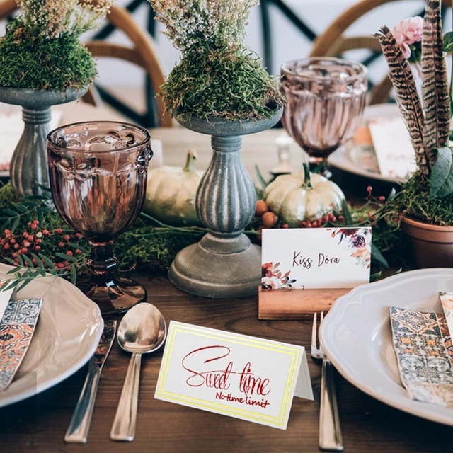 Lot De 50 Marque-places Pour Fête - 8x4 Cm, Vierges, à Plier - Pour Noël, Mariage, Anniversaire