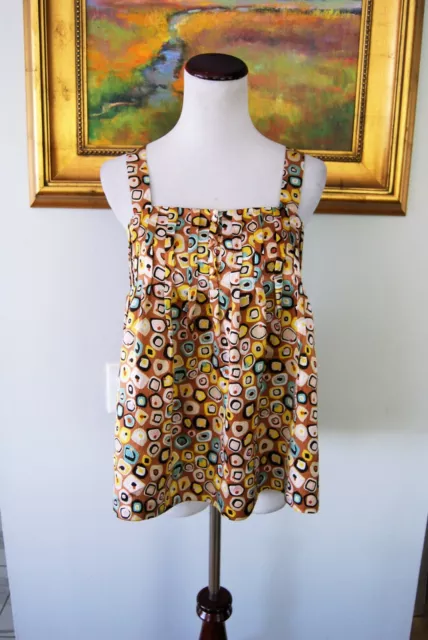 Diane Von Furstenberg Silk Geometric Multicolor Sleeveless Summer Blouse Size 2