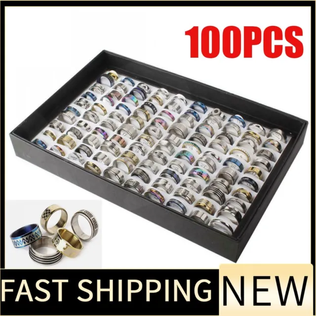 New 100pcs MIX LOT Stainless Steel rings Wholesale Men Women Fashion Jewelry lot