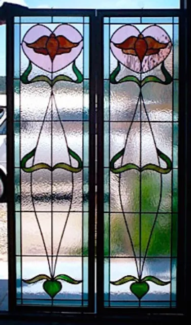 Heritage Craftsman exterior Front Door  Stained glass Panels SGH541 3
