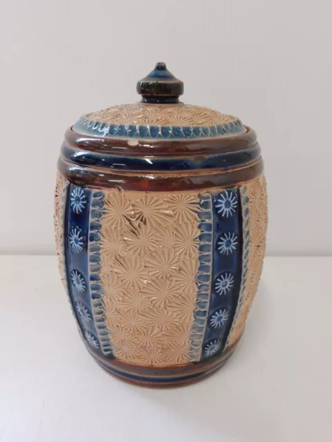 Doulton Lambeth Tobacco Pot Antique Stoneware Jar England 14cm/5.5"H