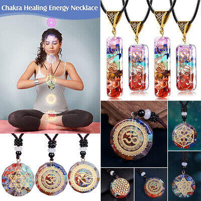 7 Chakra Reiki Healing Natural Stone Pendant Necklace Unisex Yoga Jewellery Gift