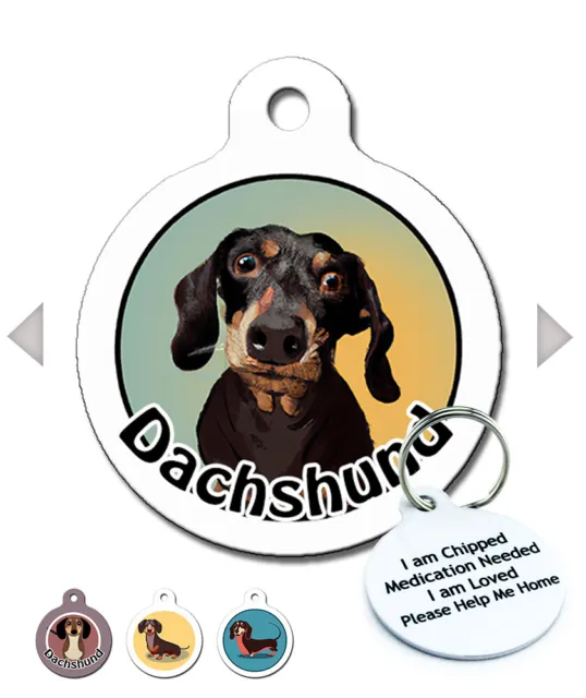 Dachshund Pet ID Tag Personalised Breed Dog Tags For Dogs Metal Name Disc