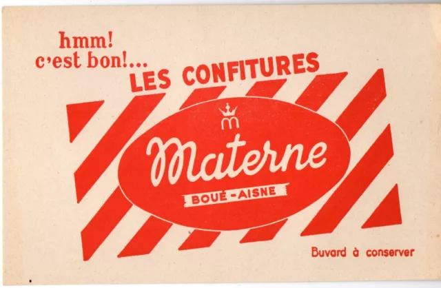 Ancien Buvard Publicitaire " Les Confitures Materne " Jamais Utilise