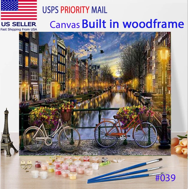 Wooden Framed  DIY Oil Painting Paint by Numbers Kit for Adults kids Netherlands