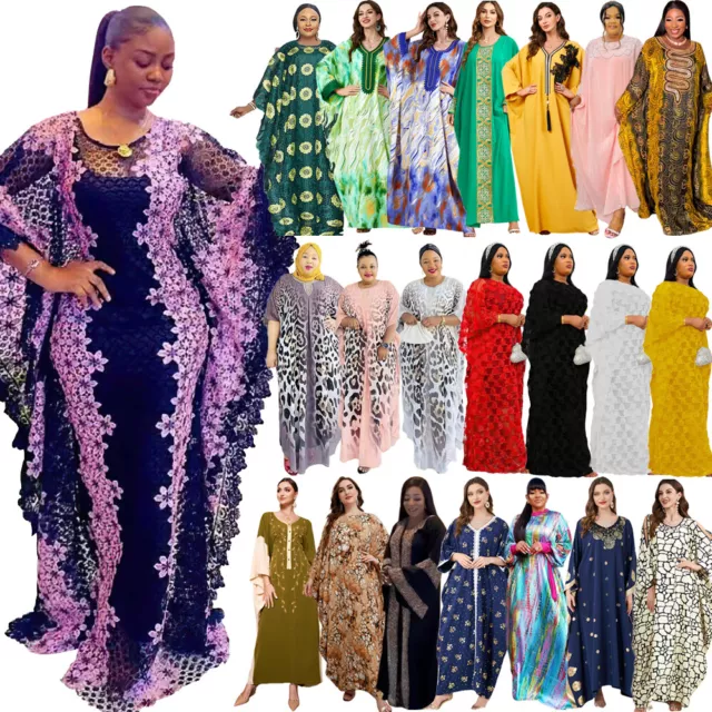 African Dashiki Women Maxi Dress Muslim Abaya Dubai Kaftan Islamic Caftan Robe