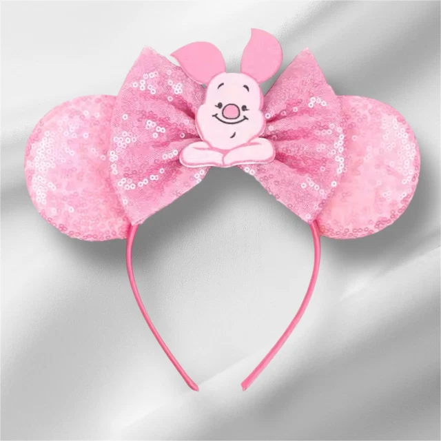 Minnie Mouse Ears Headband - Black With Puffy Pink Bow - Party & Dress Up
