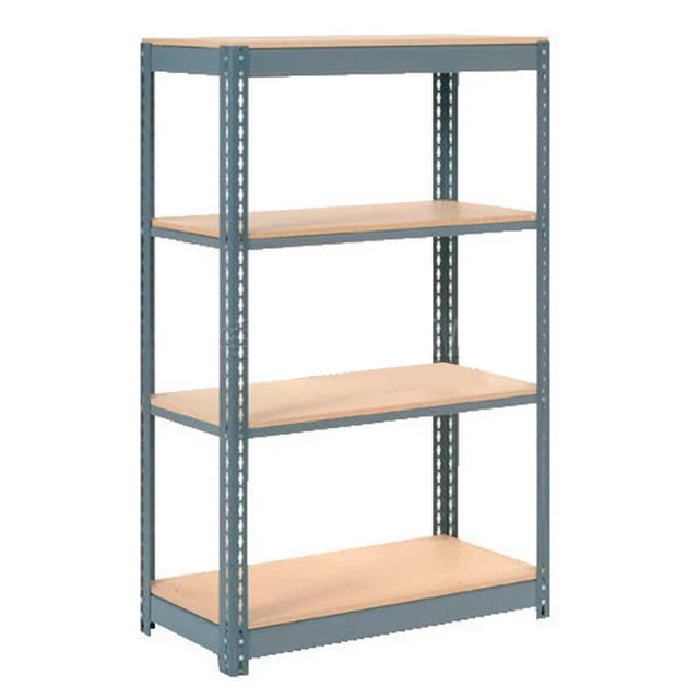 Boltless Heavy Duty Shelving 36"W x 18"D x 60"H, 4 Shelves, Wood Deck
