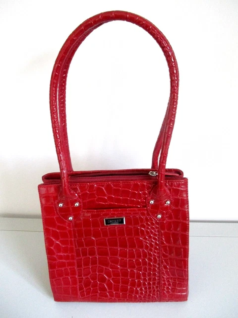 OSPREY LEATHER HANDBAG Mock Croc RED Smart Large Shoulder Tote VGC 19.99 PicClick UK