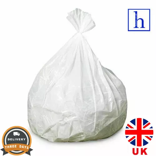 White Refuse GARDEN/ BIN Bags Home/Office/Laundry Poly 32“x32”x7“