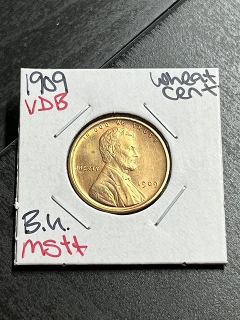 1909 VDB Lincoln Cent Wheat Penny Gem BU Uncirculated MS++ Coin (Raw8475)