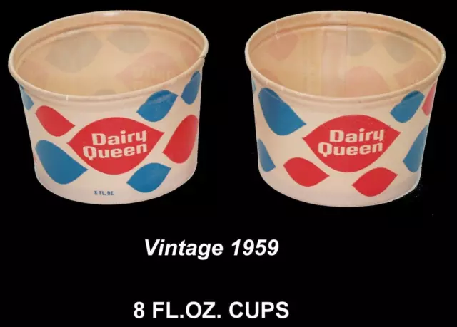Dairy Queen vintage 1959 ice cream cups Mfg. B S Lily