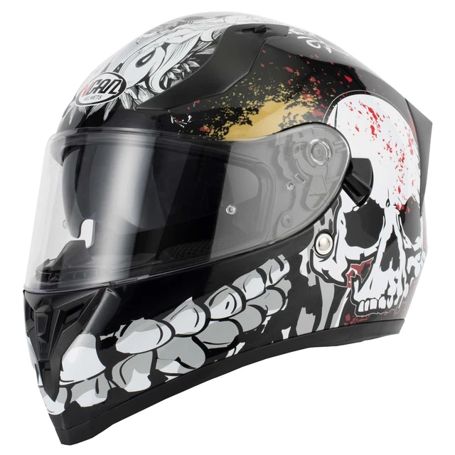 Vcan V128 Skull Dual Visor Full Face Motorcycle Crash Helmet Large