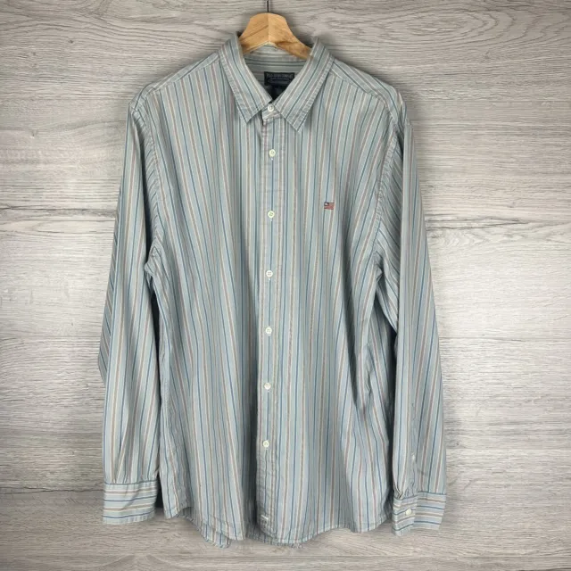 Vintage Ralph Lauren Polo Jeans Co Striped Shirt Long Sleeve Button Up L Large