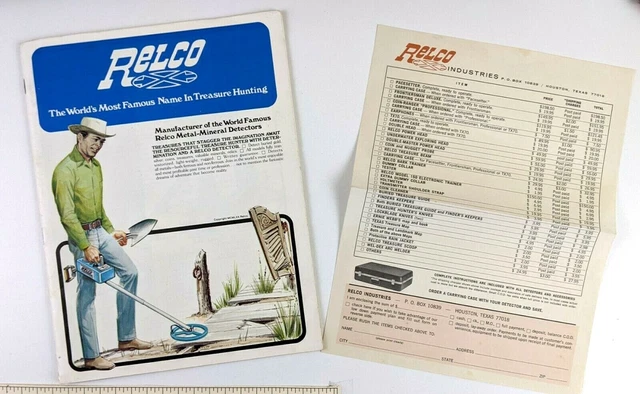 1970 RELCO Metal Mineral Detectors Treasure Hunting Product Vtg Catalog Tools